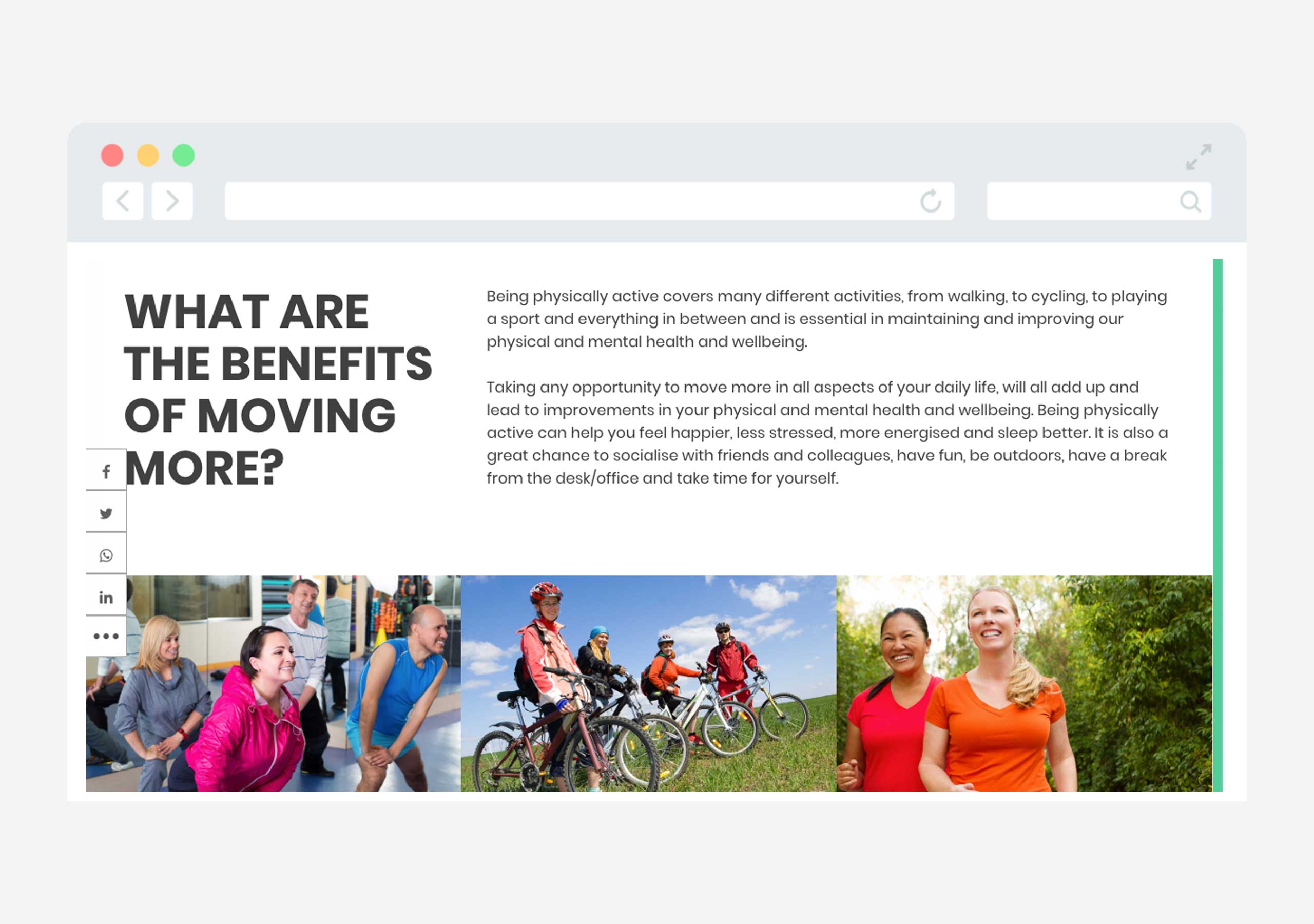 benefits of moving web page for Pubic Health Wales employees time to move health initiative